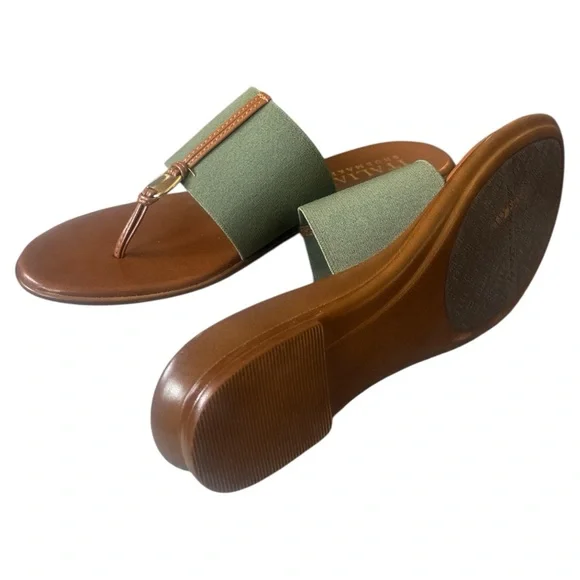 Italian Shoemakers Green and Brown Sandals with Minimalist Design - Picture 6 of 6